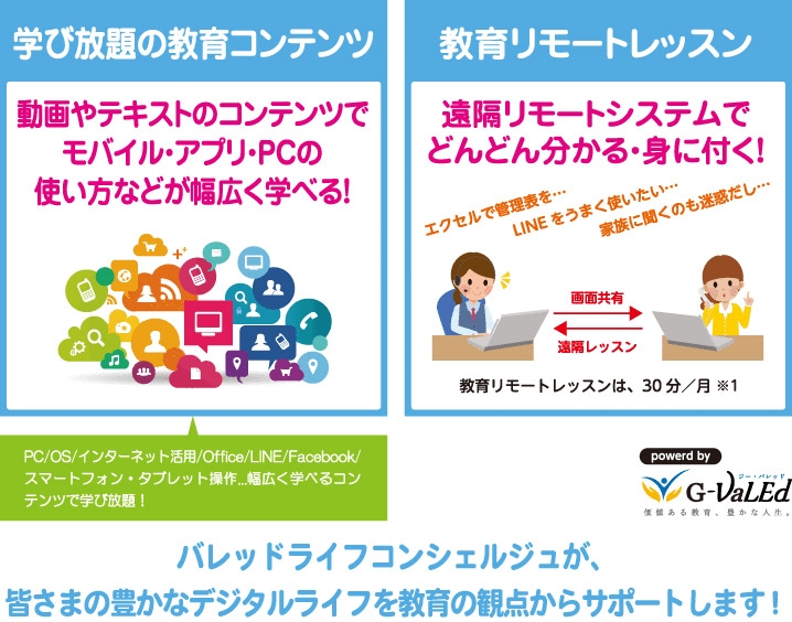 学び放題の教育コンテンツとリモートレッスンでみなさま皆さまの豊かなデジタルライフをサポートします
